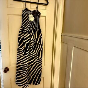 Chic Zebra Patterned Spaghetti Strap Dress